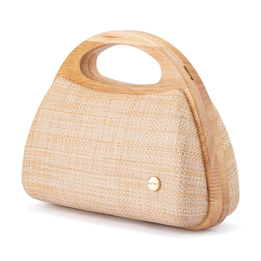 Sarah Wooden Frame Bag - Natural