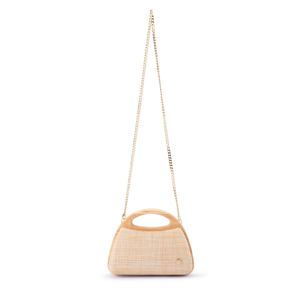 Sarah Wooden Frame Bag - Natural
