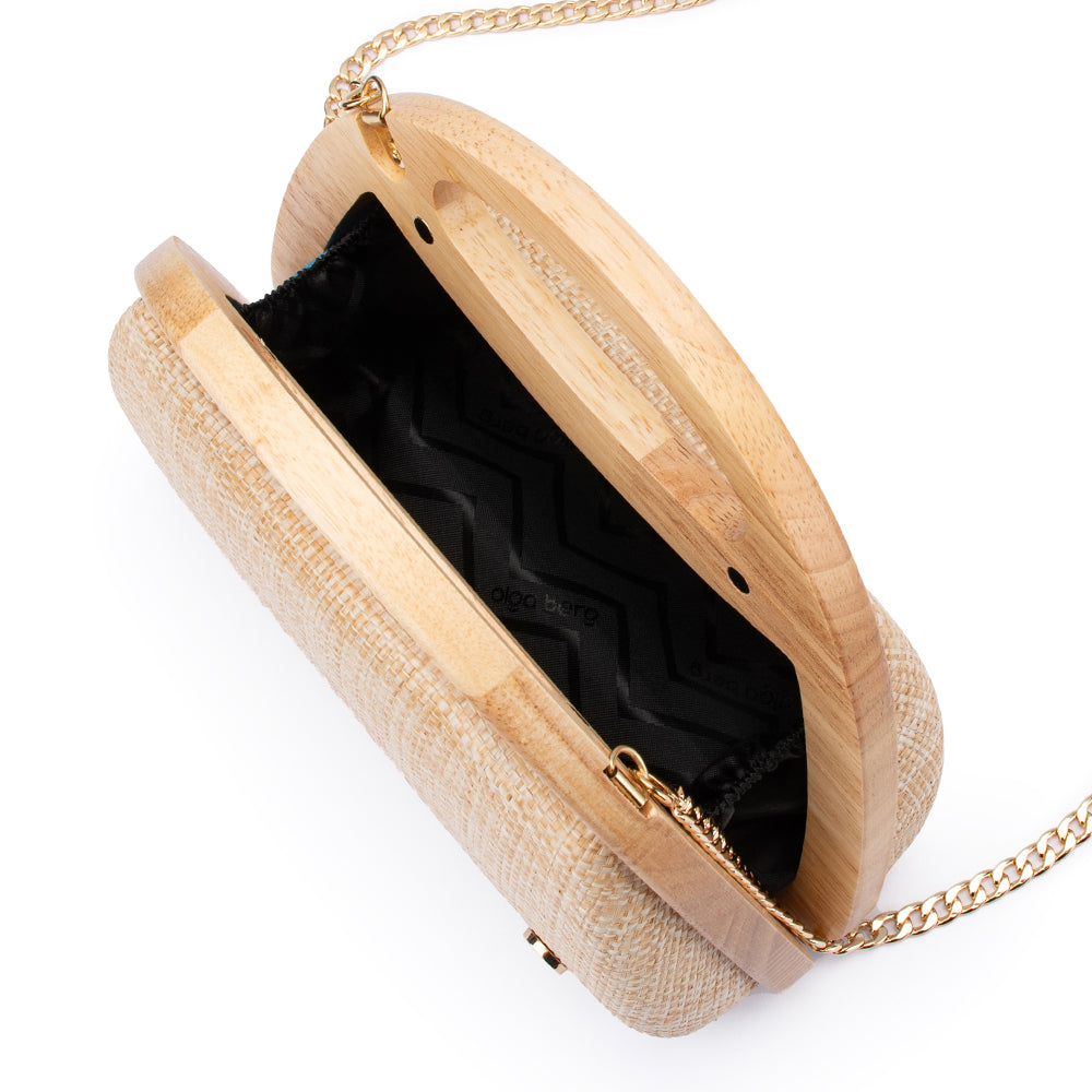 Sarah Wooden Frame Bag - Natural
