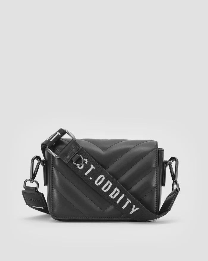 Quilted Chevron Crossbody Bag - Black
