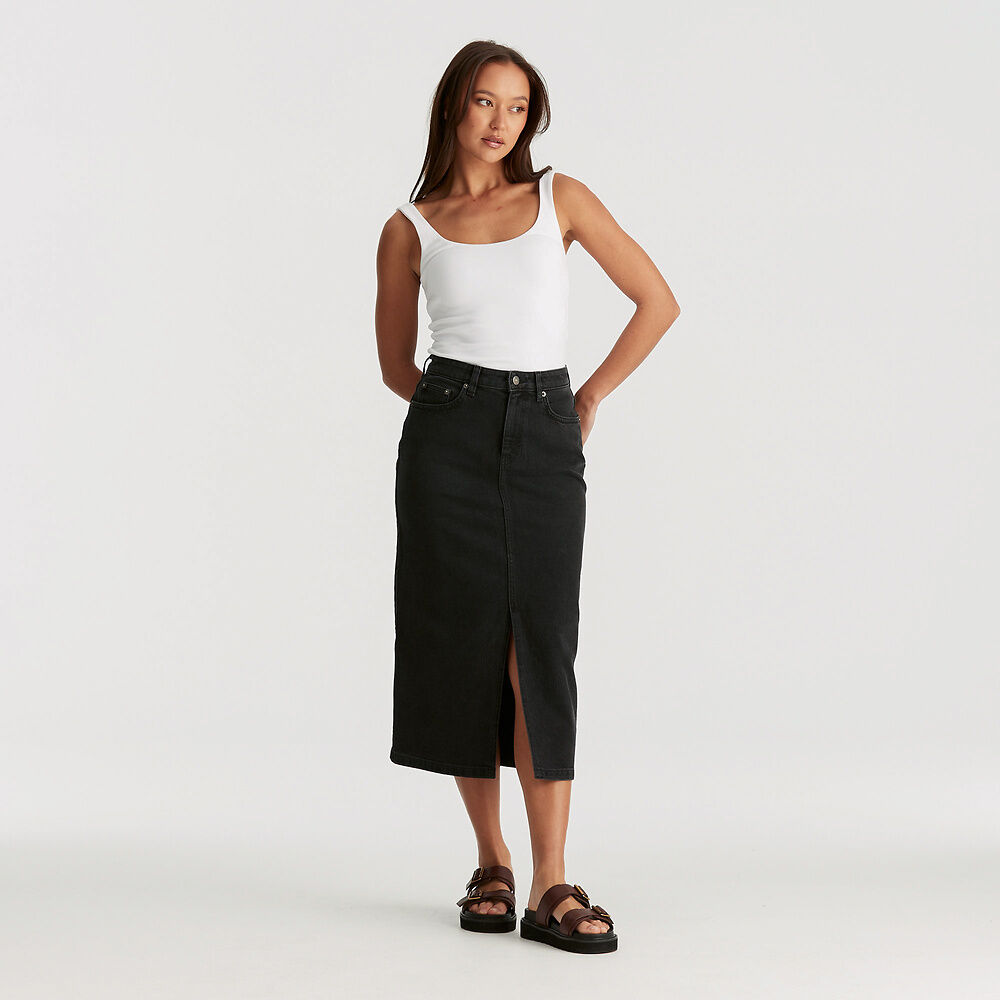 Hi Midi Skirt - Fortune Black