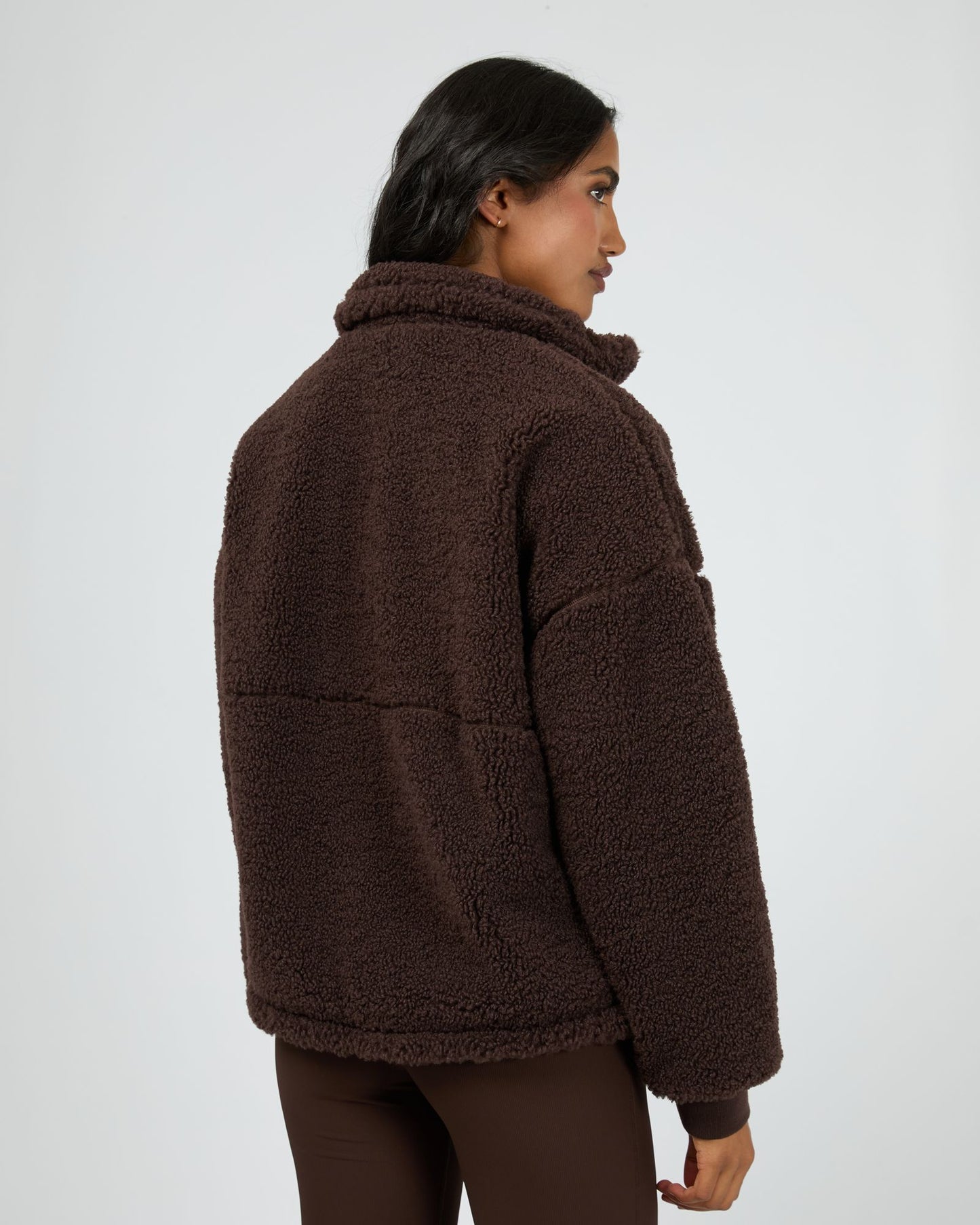 Amara Quarter Zip Teddy - Brown
