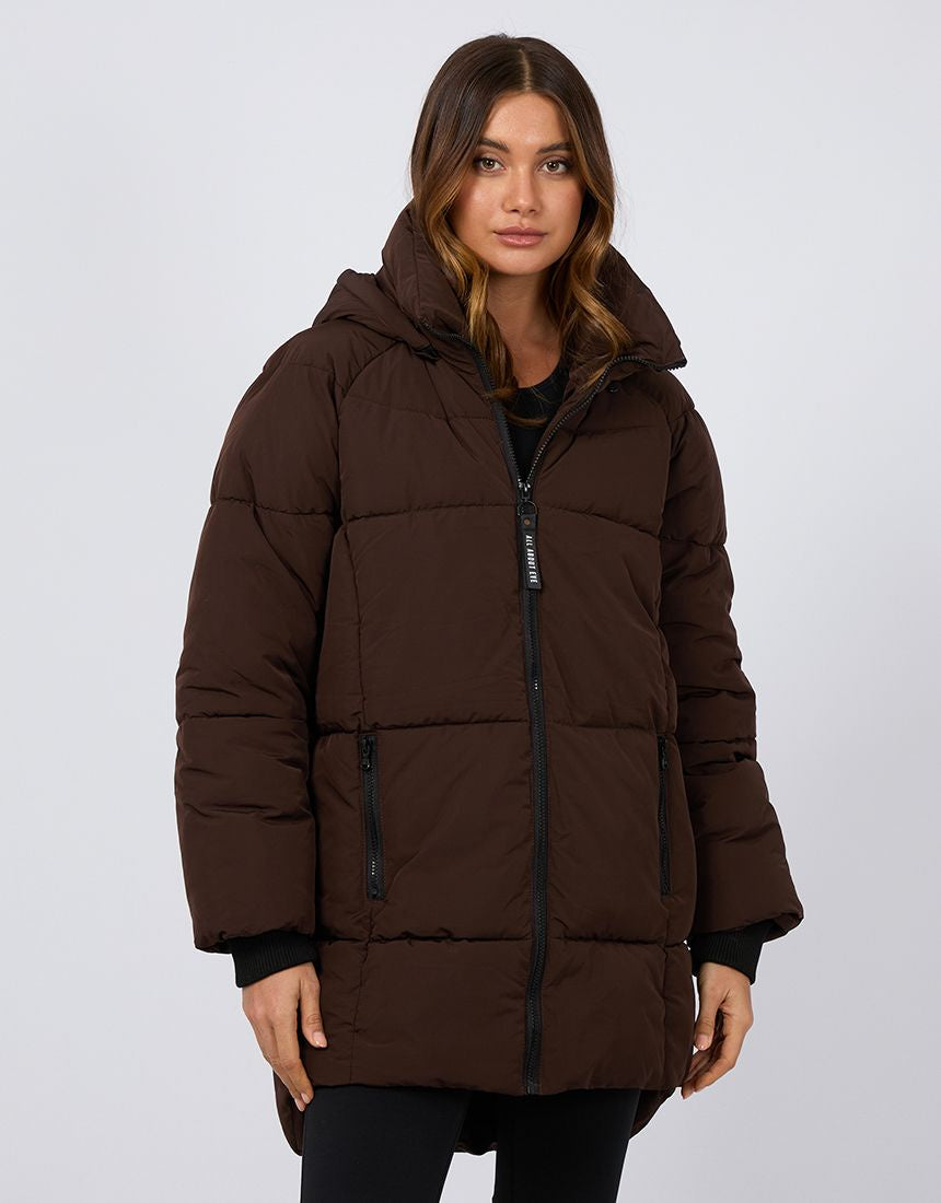 Remi Luxe Midi Puffer - Brown
