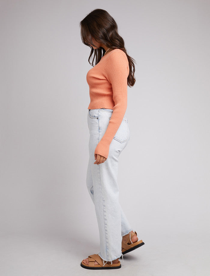 Allana Rib Top - Peach