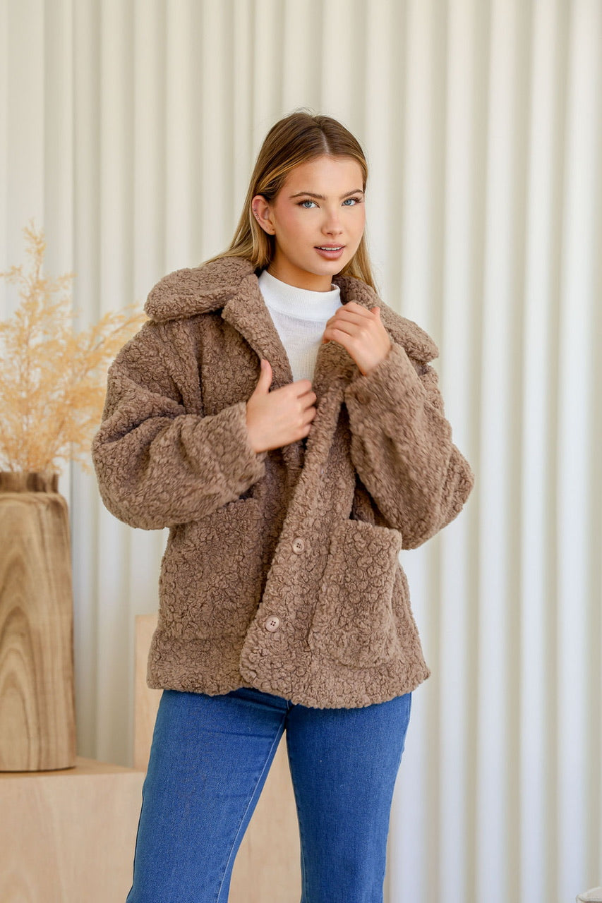 Teddy Boucle jacket - Mocca
