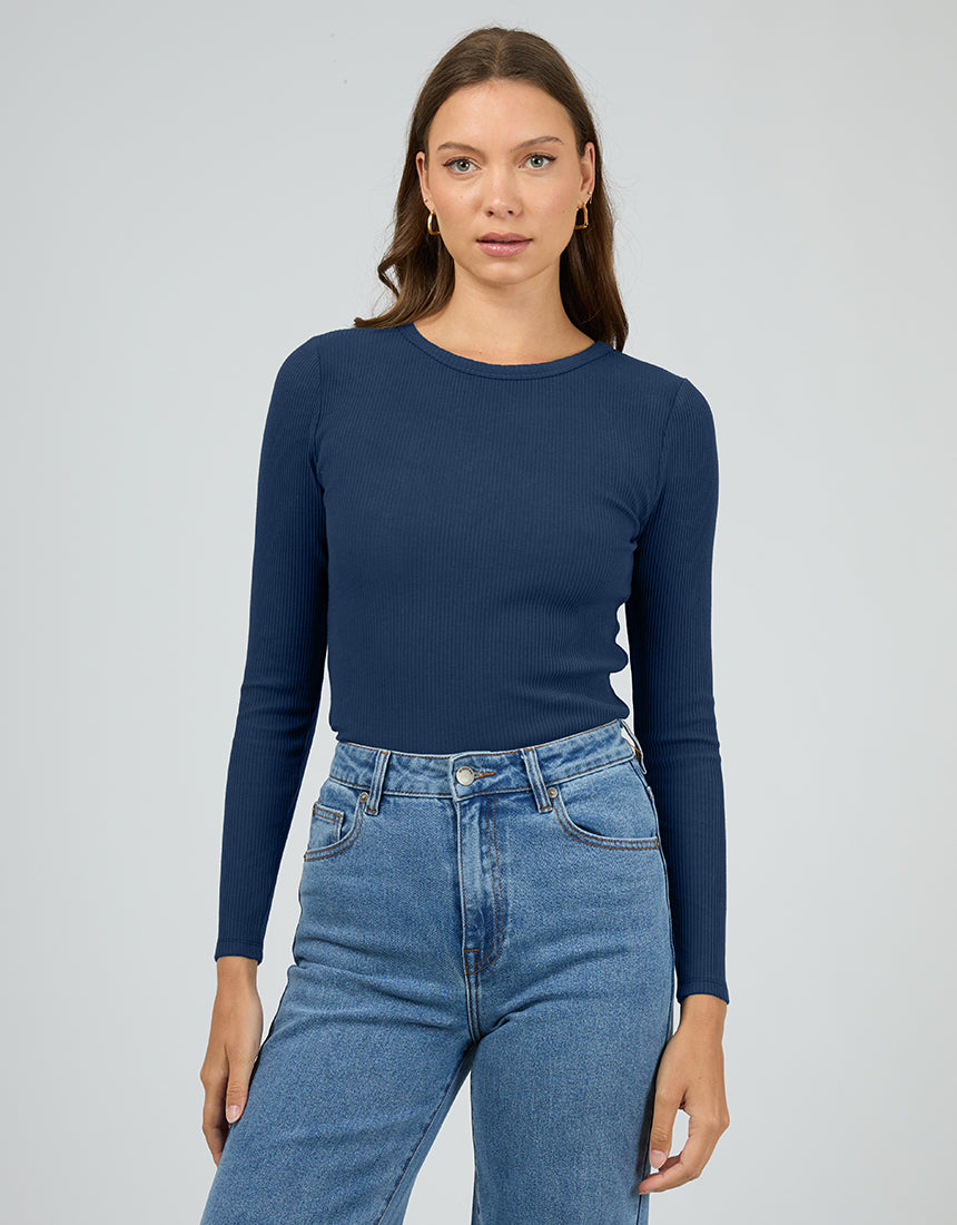 Eve Rib Baby Long Sleeve Tee - Navy