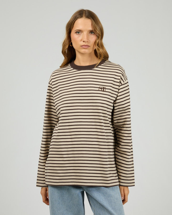 Foundation Stripe L/S Tee - Choc