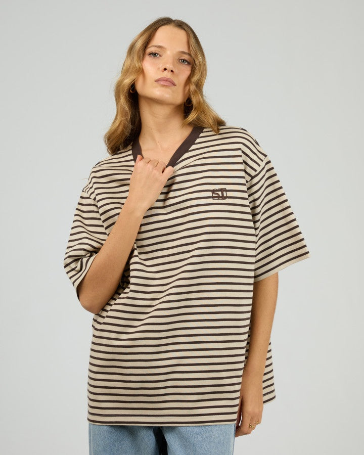Foundation Stripe S/S Tee - Choc