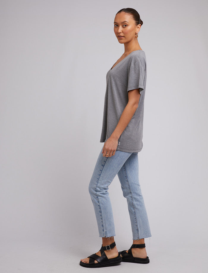 Harper Vee Tee - Grey Marle