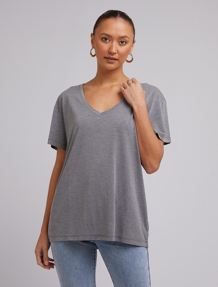 Harper Vee Tee - Grey Marle