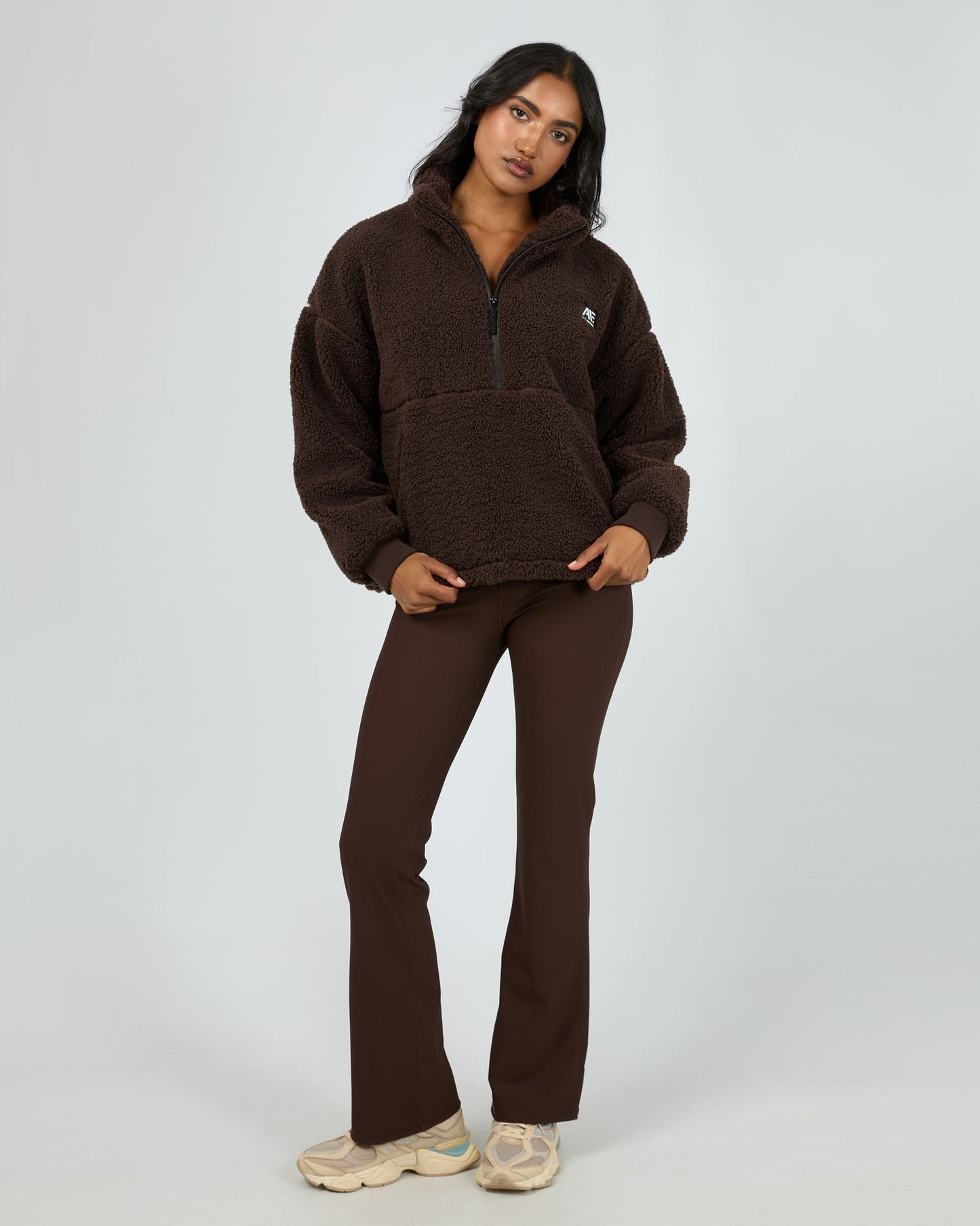 Amara Quarter Zip Teddy - Brown