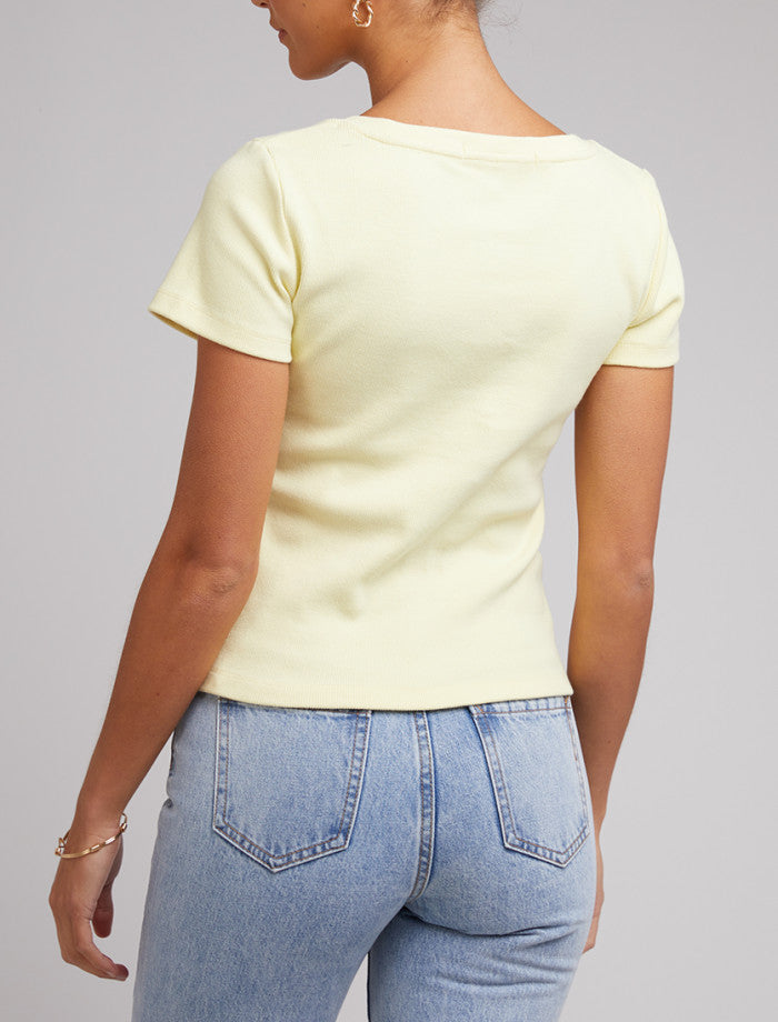 Lily V-Neck Tee - Lemon