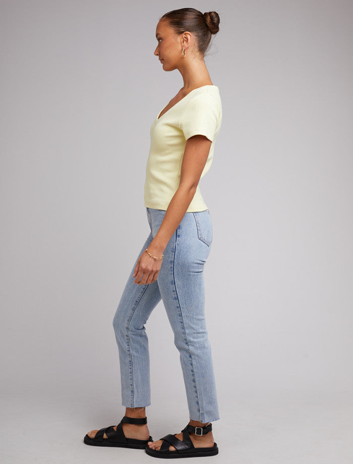 Lily V-Neck Tee - Lemon