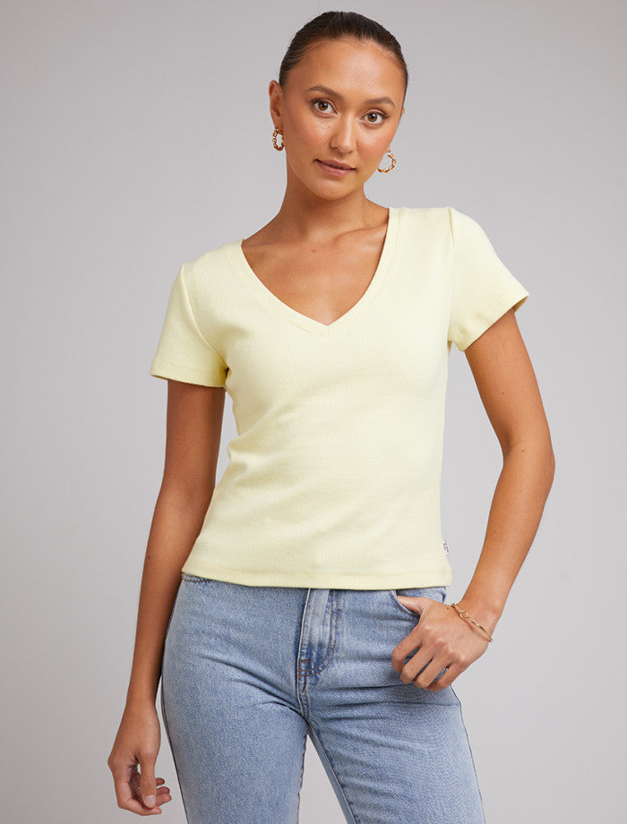 Lily V-Neck Tee - Lemon
