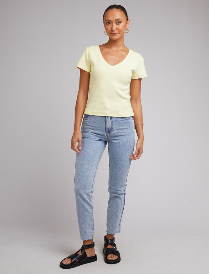 Lily V-Neck Tee - Lemon