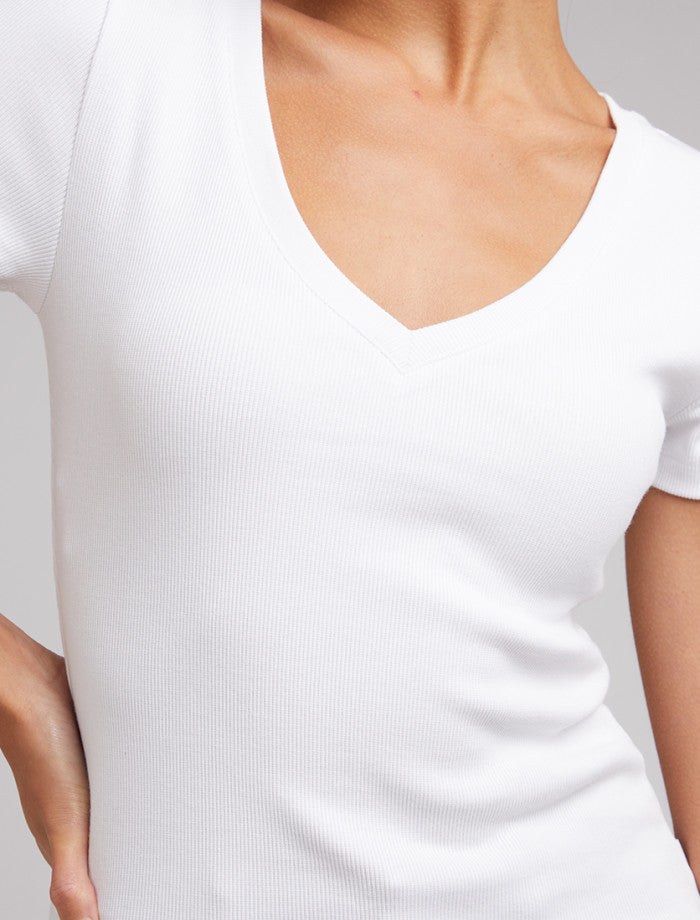 Lily V-Neck Tee - White