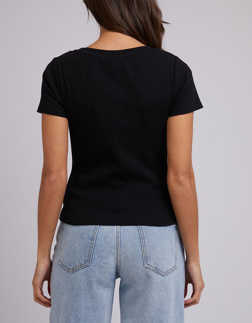 Lily V-Neck Tee - Black