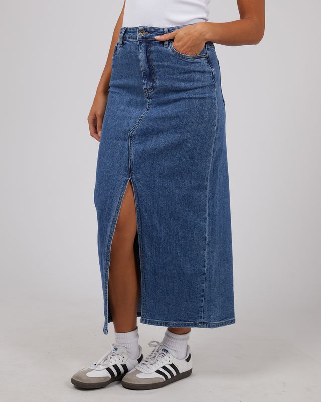 Eva Comfort Maxi Skirt - Mid Blue