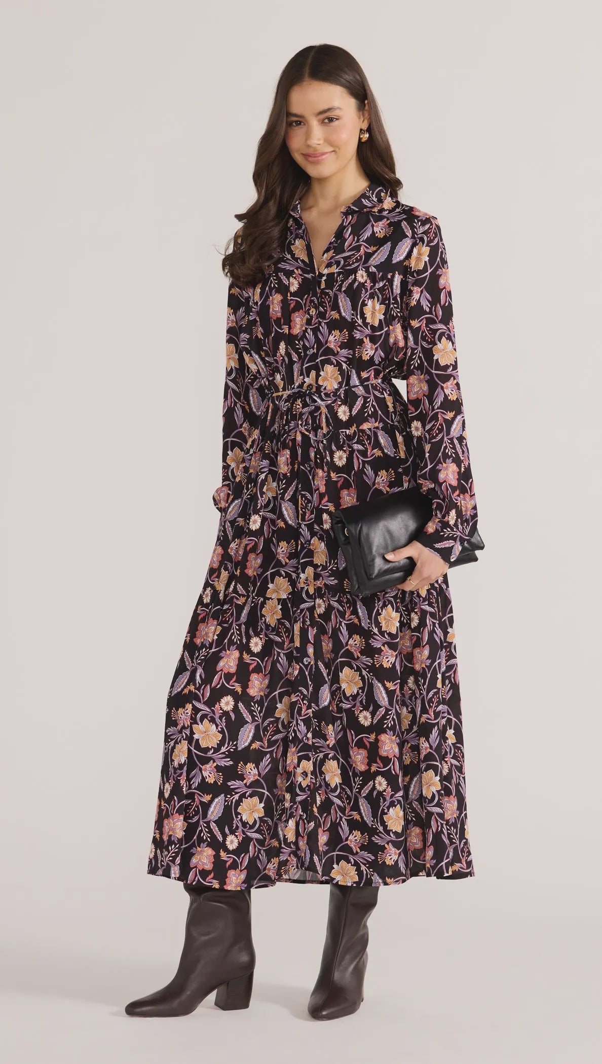 Regal Long Sleeve Midi Dress