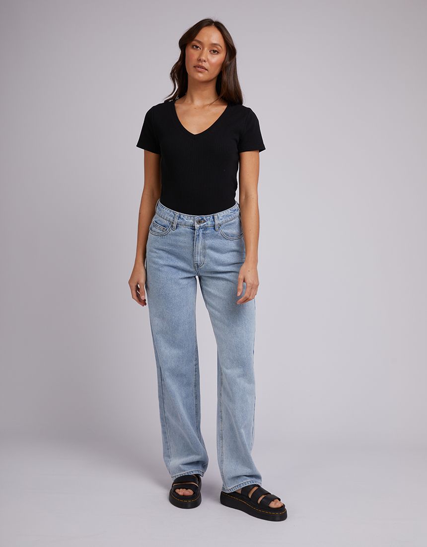 Lily V-Neck Tee - Black