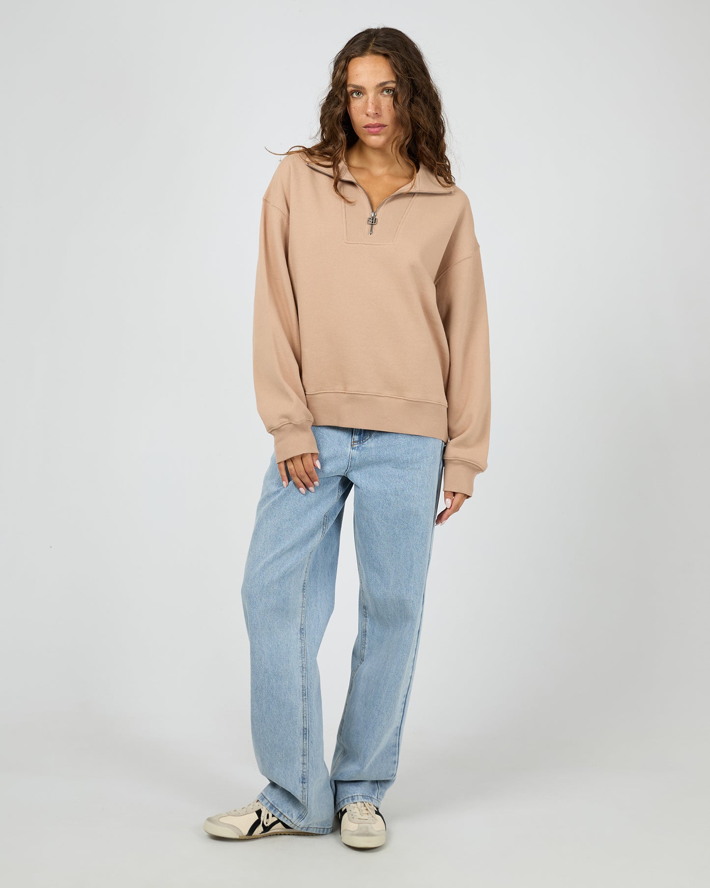 Silent Luxe 1/4 Zip Crew - Taupe