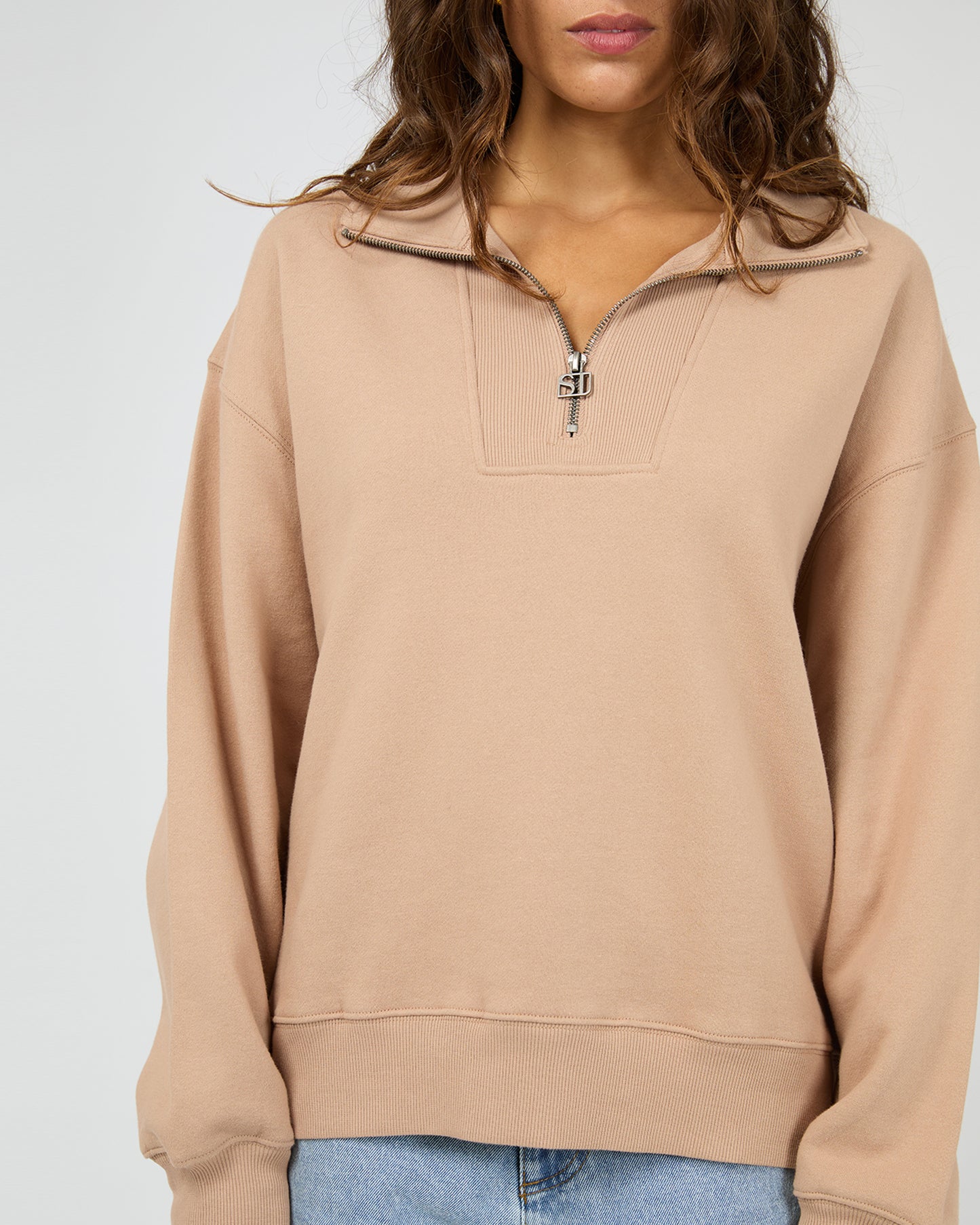 Silent Luxe 1/4 Zip Crew - Taupe