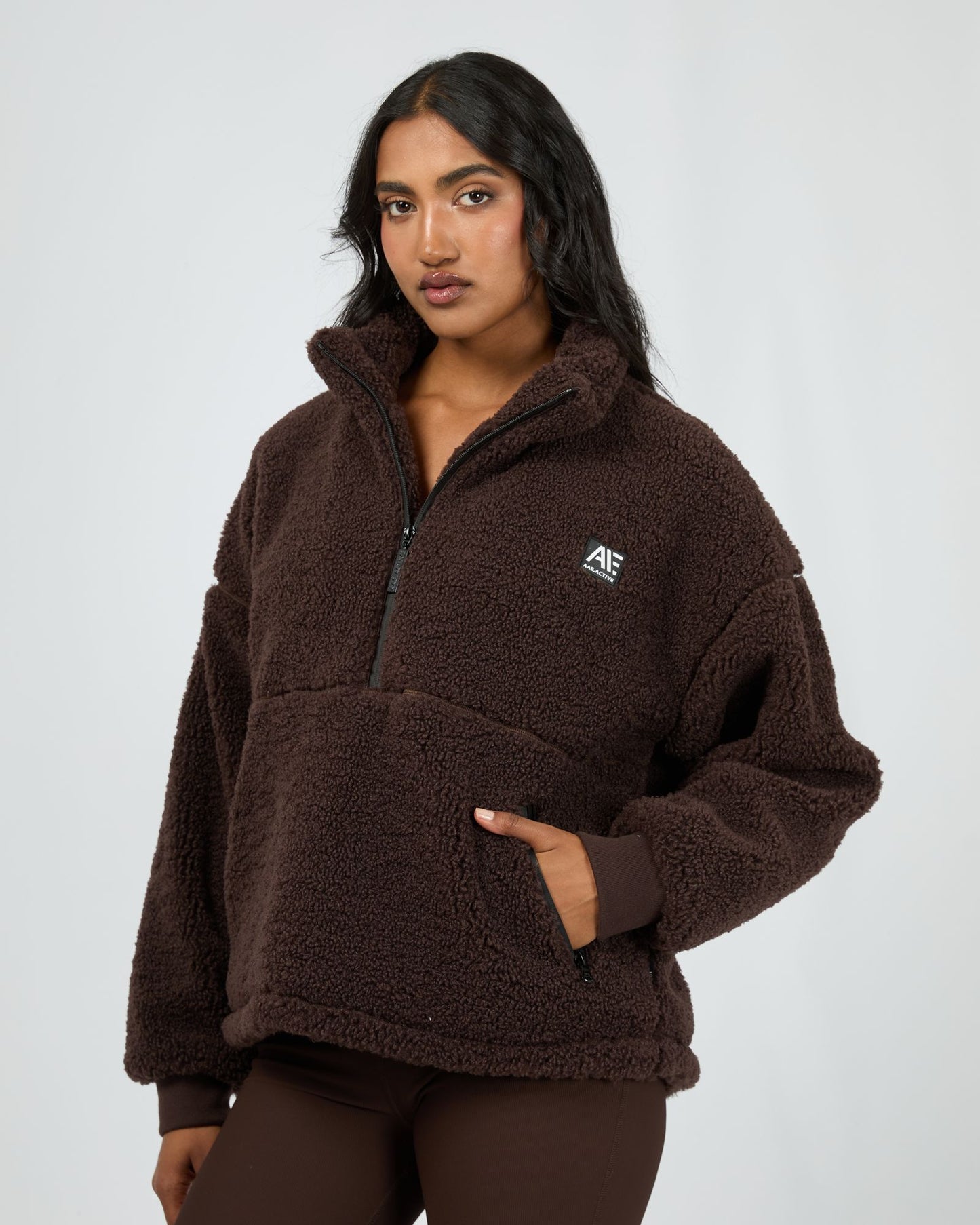 Amara Quarter Zip Teddy - Brown