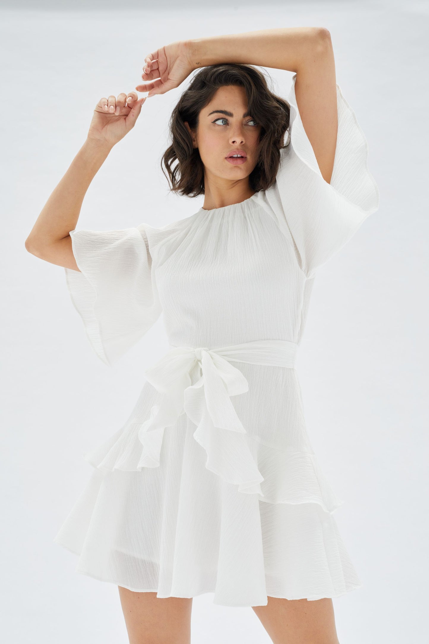 Fatima Frill Mini Dress - Ivory
