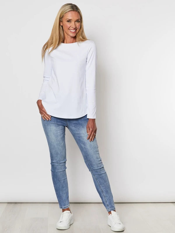 Long Sleeve Crew Neck Tee - White