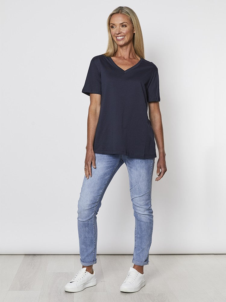 Tie front gathered jeans - Denim