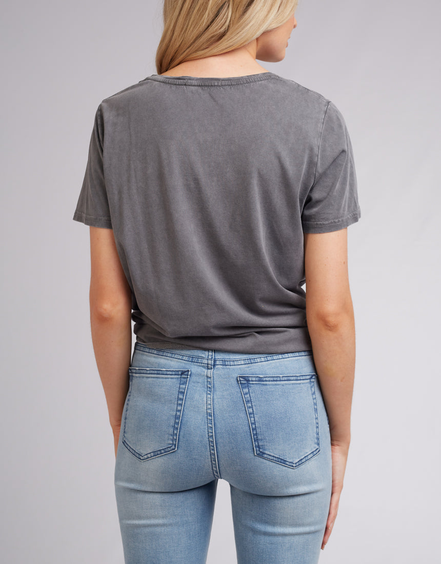 V Neck Tie Tee - Charcoal
