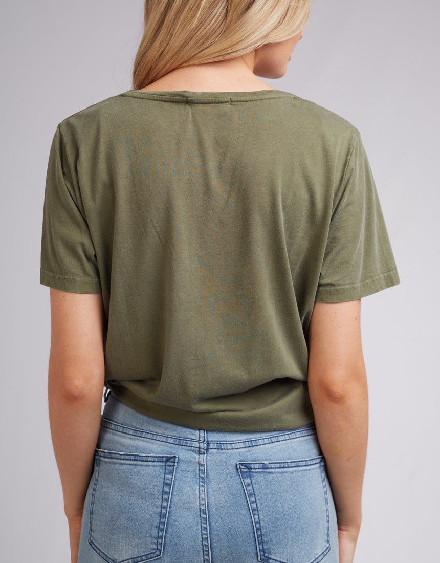 V Neck Tie Tee - Khaki