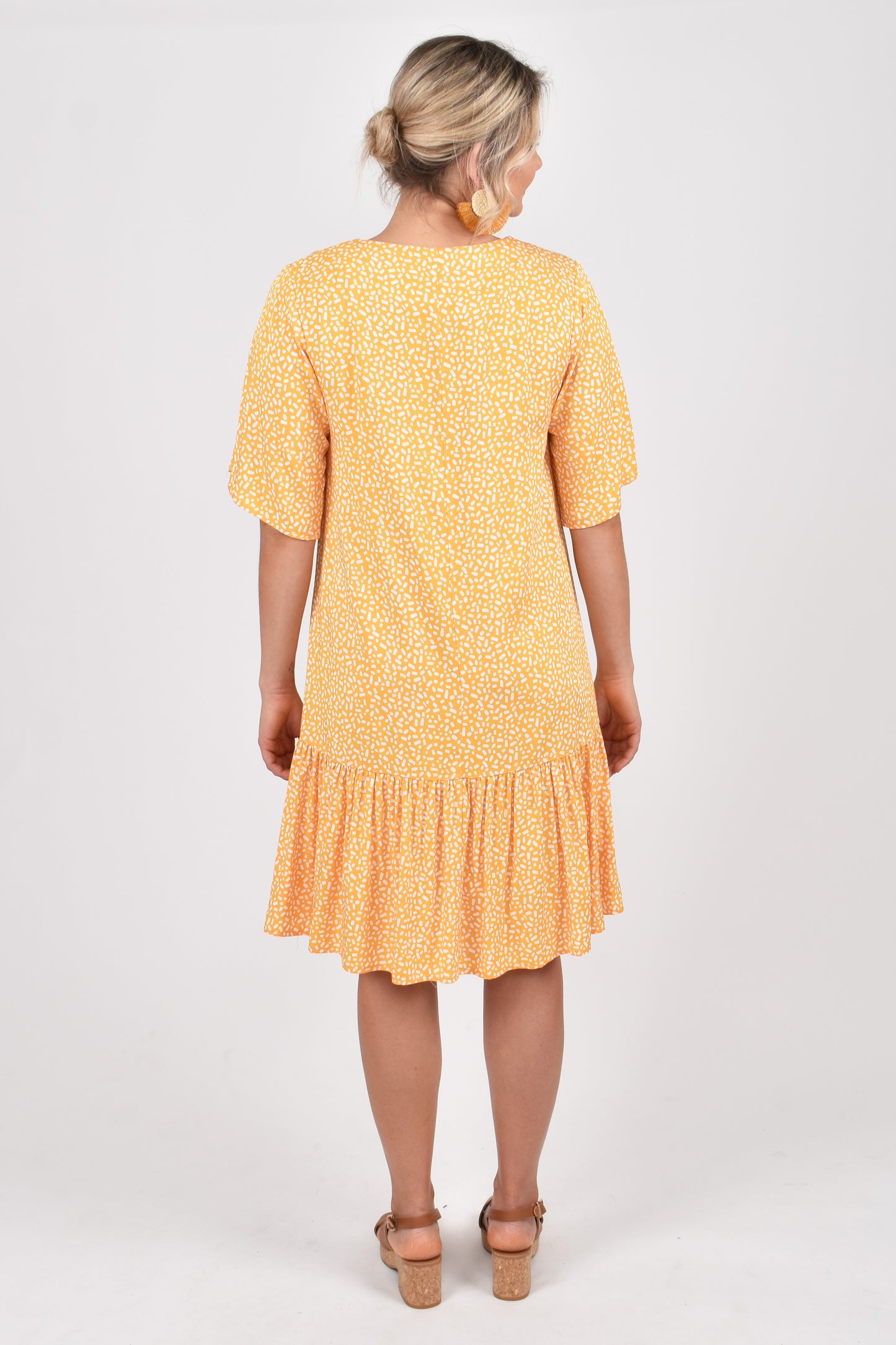 Button Down Frill Women Dress Sunshine | Lyn Rose Boutique