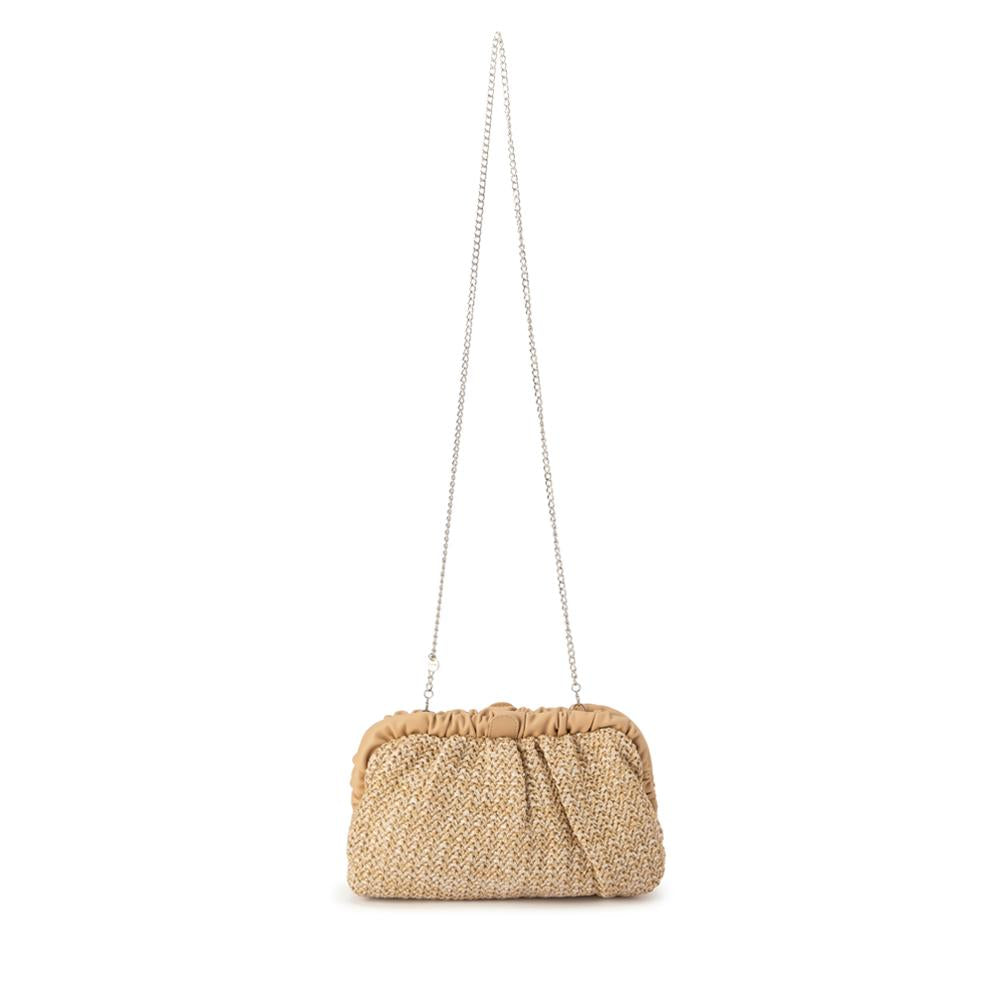 Amalia Pleated Woven Clutch - Natural