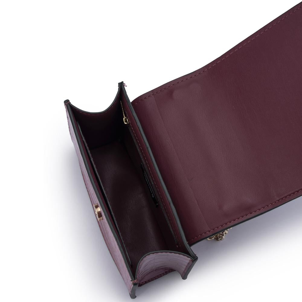 Molli Croc Embossed Burgundy | Lyn Rose Boutique