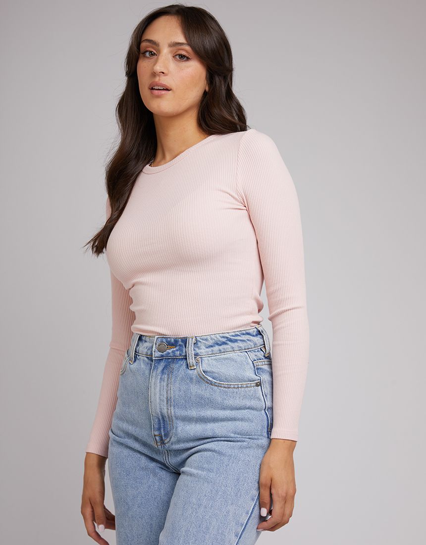 Eve Rib Baby Long Sleeve Tee - Pale Pink