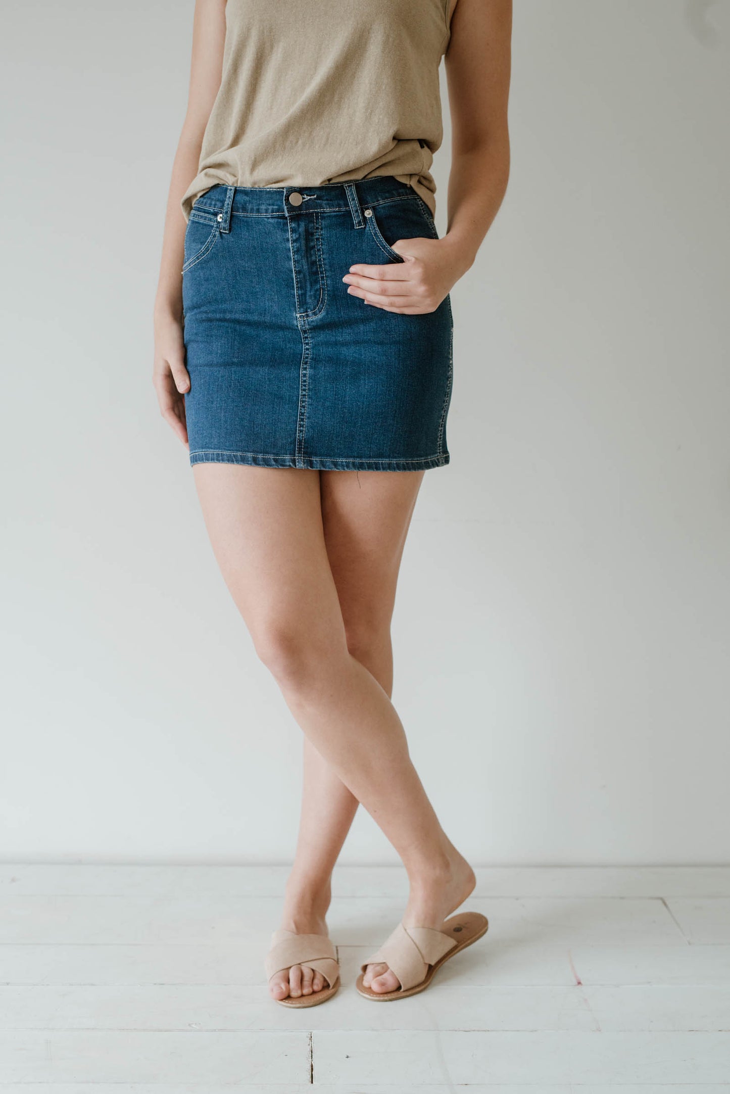 Maxim Denim Skirt Mid Wash Women | Lyn Rose Boutique