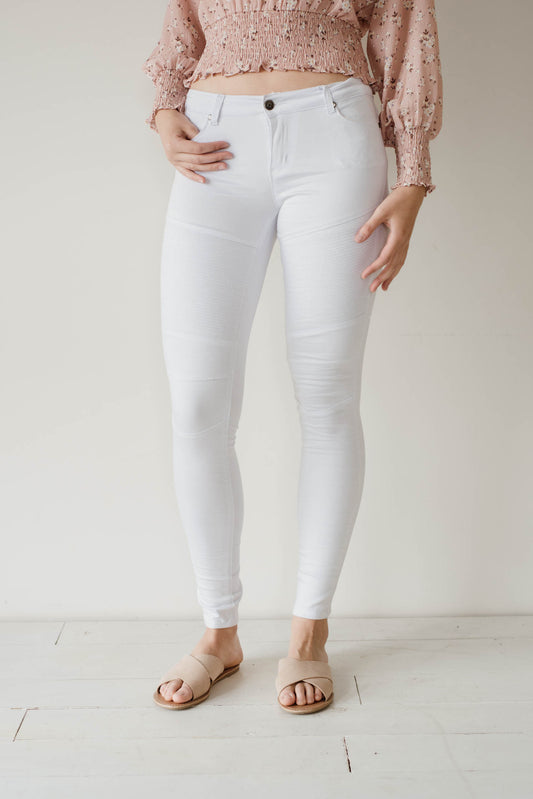 Biker Jean White Woman | Lyn Rose Boutique