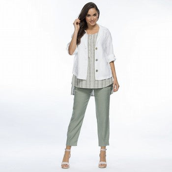 Jersey Waist Linen Pant Women Khaki | Lyn Rose Boutique