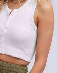 Leah Button Up Tank - White