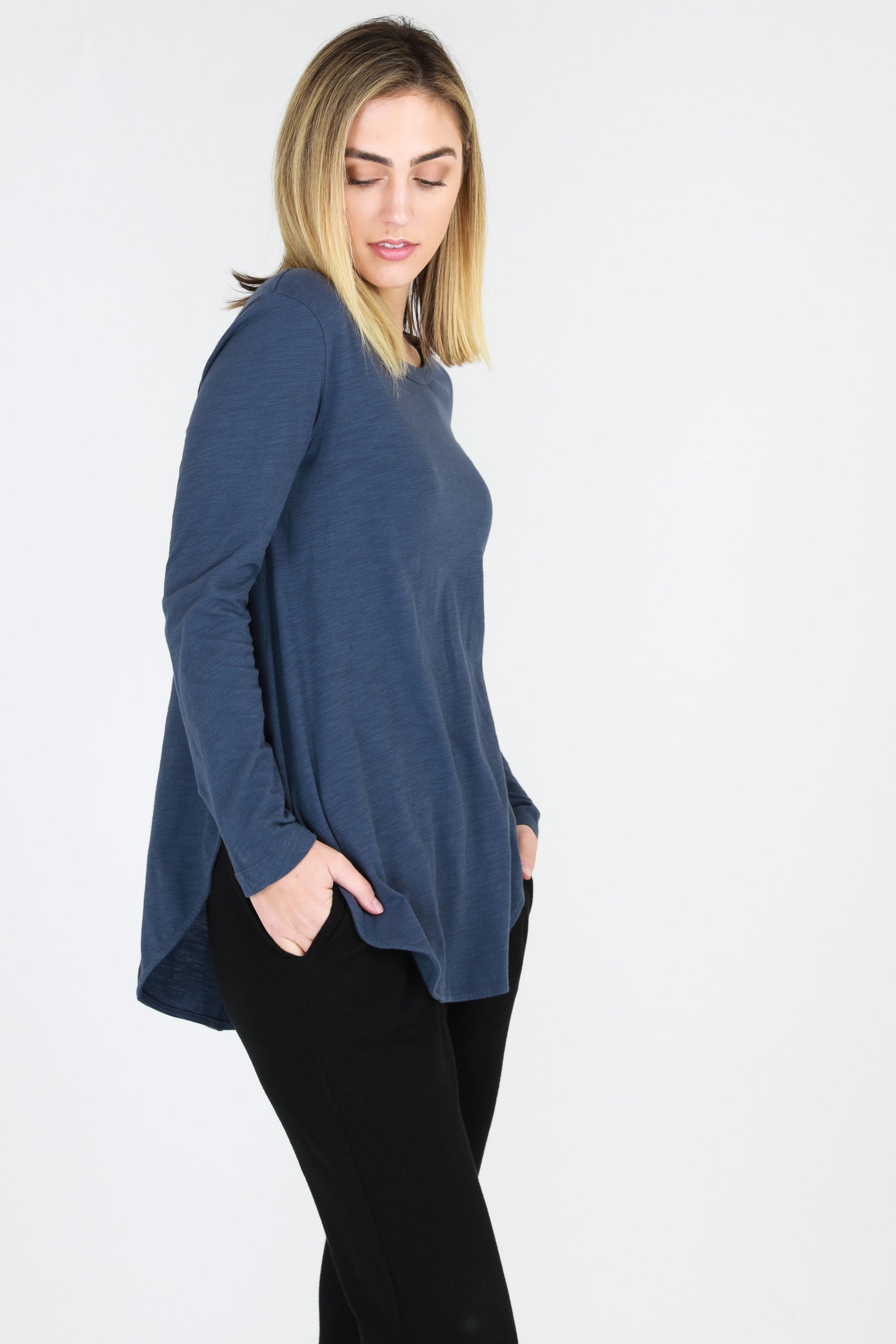 Scarlett Long sleeve Tee Women Indigo | Lyn Rose Boutique