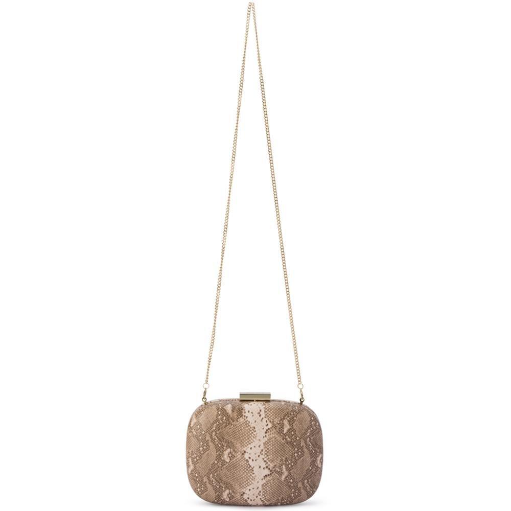 Payton Snake Print Clutch - Natural