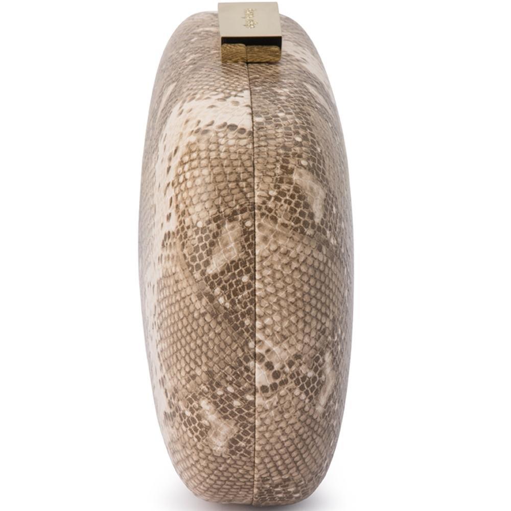 Payton Snake Print Clutch - Natural