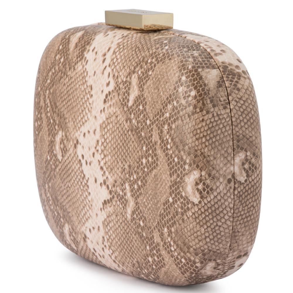 Payton Snake Print Clutch - Natural