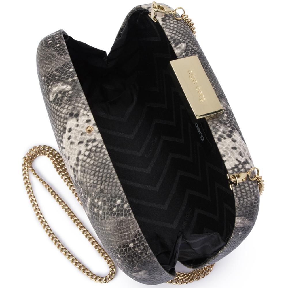 Payton Snake Print Clutch - Grey