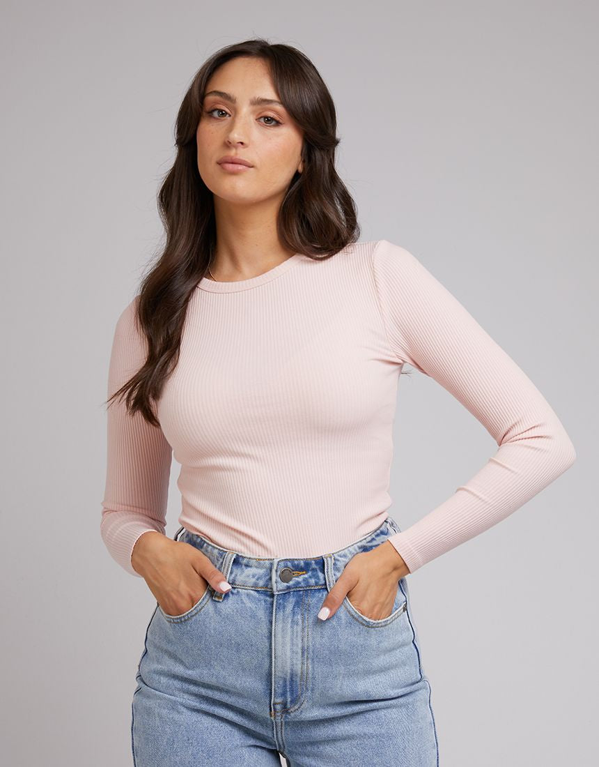 Eve Rib Baby Long Sleeve Tee - Pale Pink