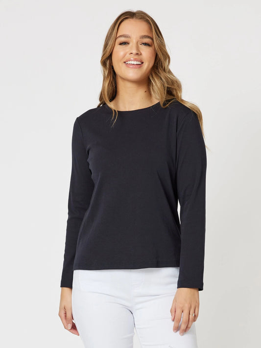Long Sleeve Crew Neck Tee - Navy