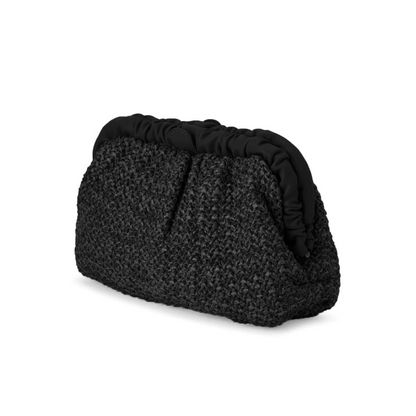 Amalia Pleated Woven Clutch - Black