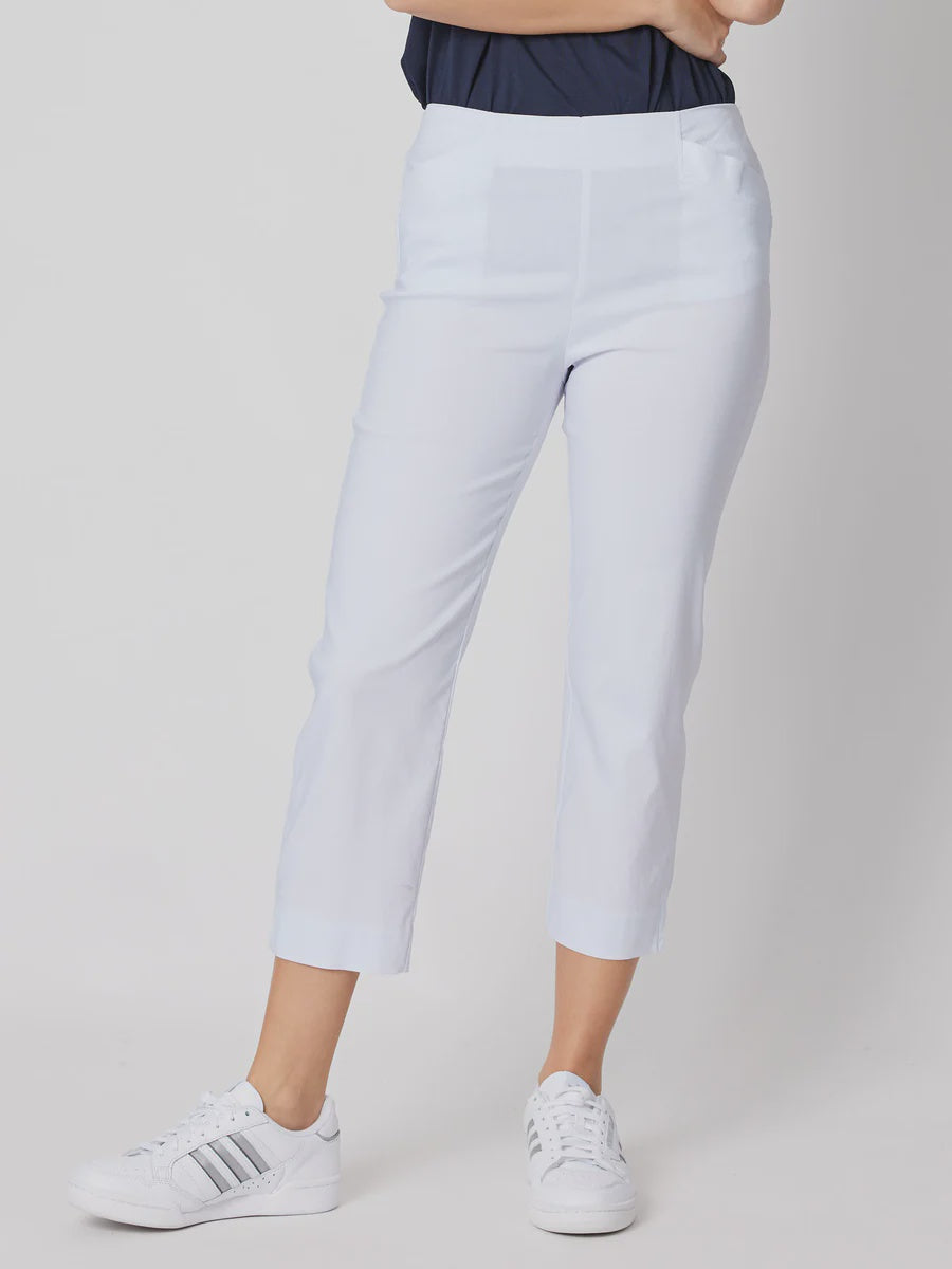 Jersey Waist Linen Pant - White