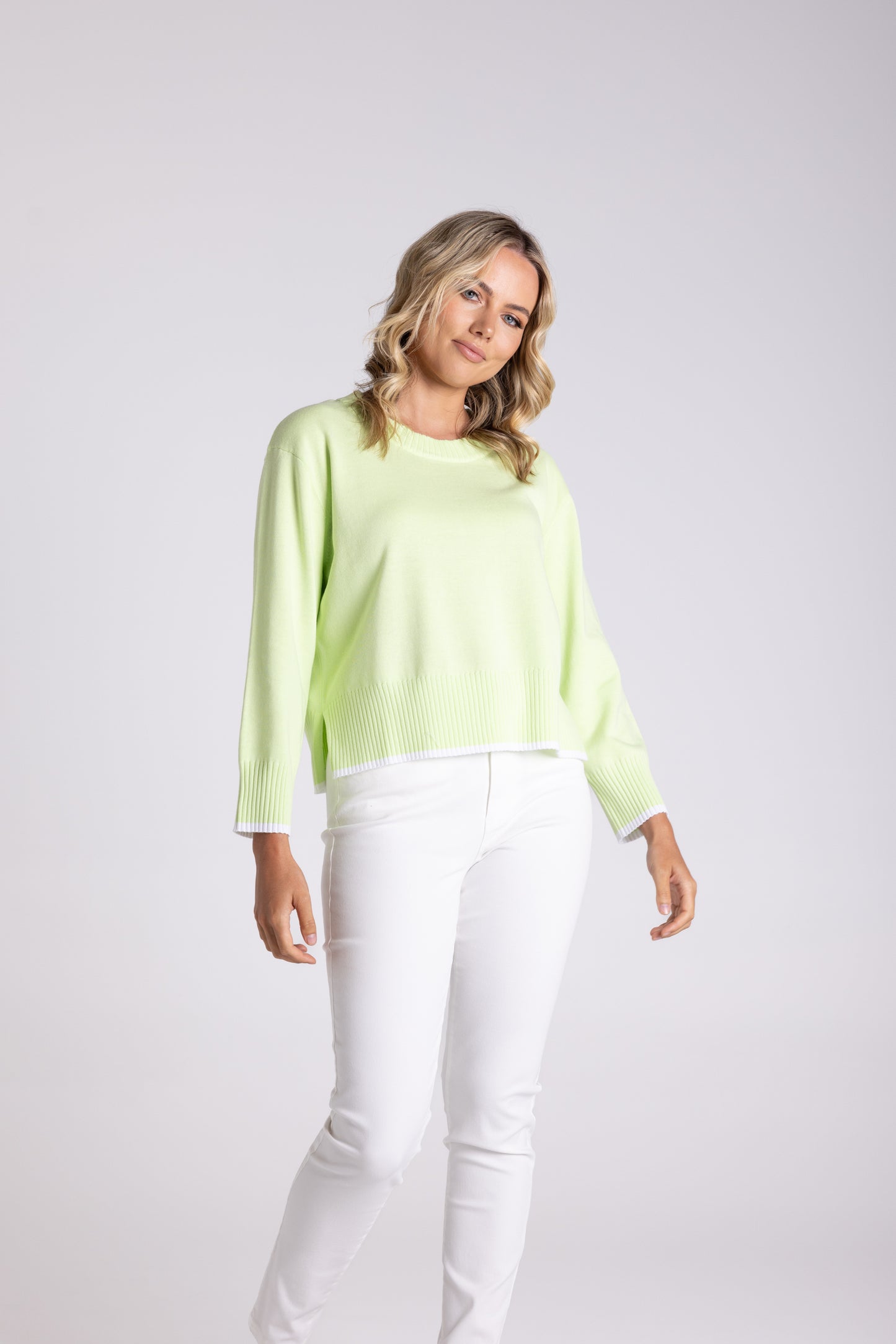 Boxy Knit W/Tipping - Lime
